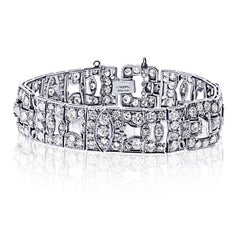 Vintage 10.00cttw Round Old Cut Diamond Platinum Bracelet