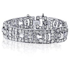 Vintage 10.00cttw Round Old Cut Diamond Platinum Bracelet