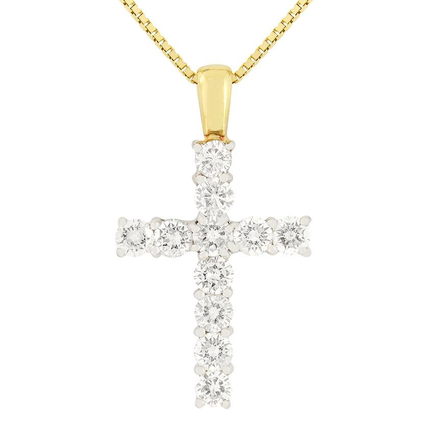 Vintage 1.00ct Diamond Cross Pendant, c.1980s