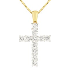 Vintage 1.00ct Diamond Cross Pendant, c.1980s