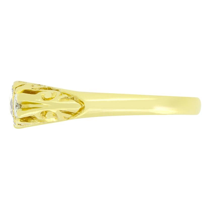 Taglio vecchia miniera Anello a tre pietre con diamante da 1,00ct d'epoca, c.C. 1979 in vendita
