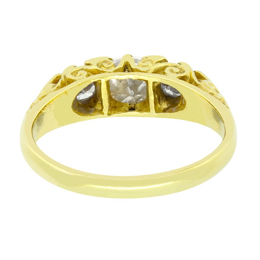 Anello a tre pietre con diamante da 1,00ct d'epoca, c.C. 1979 In condizioni buone in vendita a London, GB