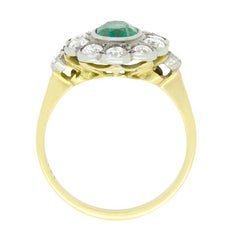 Vintage 1.00ct Emerald and Diamond Cluster Ring, c.1970s