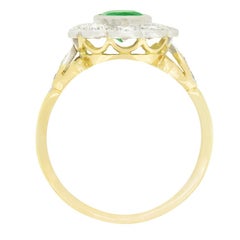 Vintage 1.00ct Emerald and Diamond Cluster Ring, c.1970s