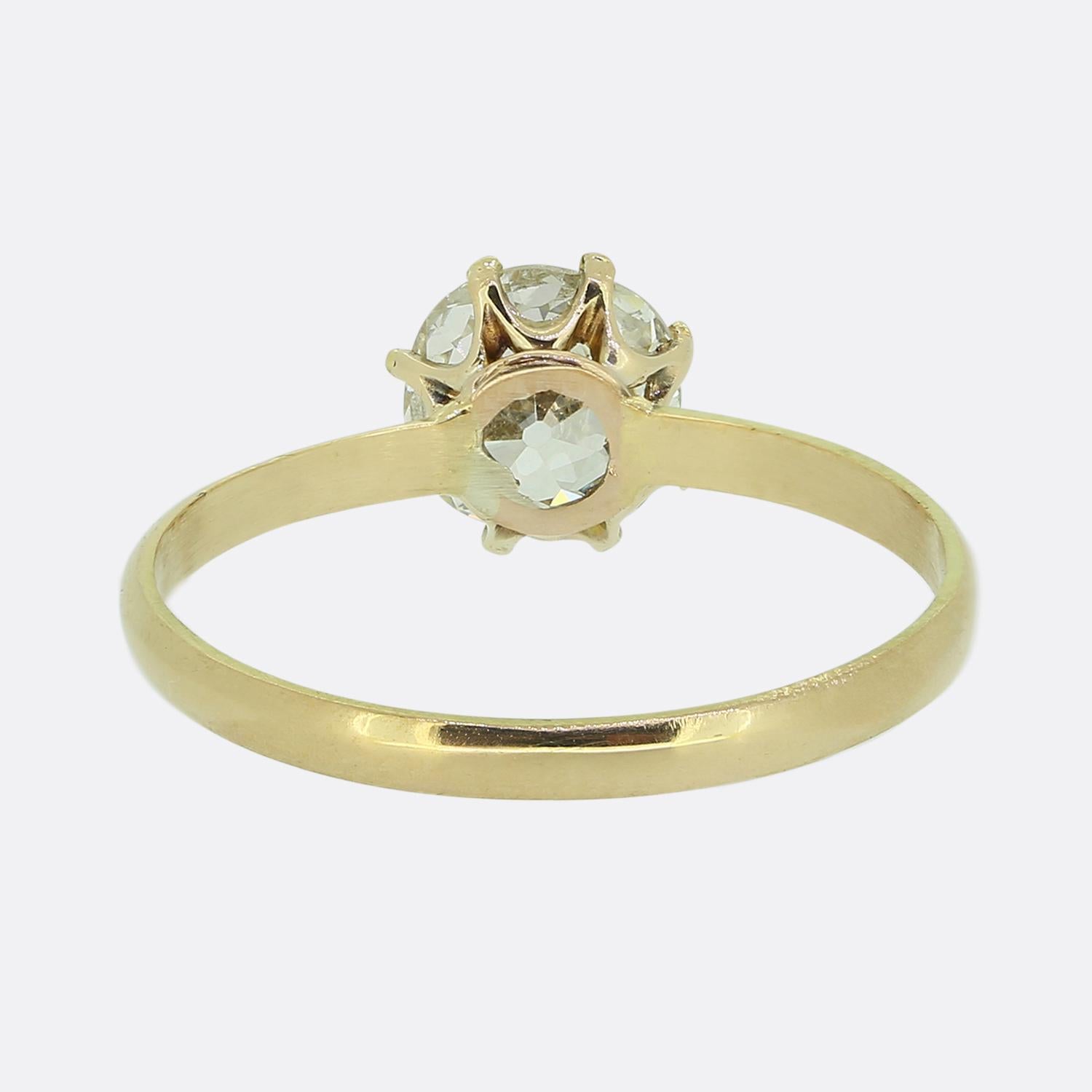 Women's or Men's Vintage 1.00ct Old European Cut Diamond Solitaire Ring For Sale