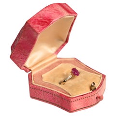Anillo de compromiso vintage (aprox. 1 quilate) de rubí talla oval, oro amarillo de 14k