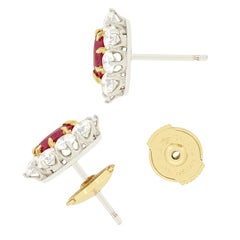 Vintage 1.00ct Ruby and Diamond Cluster Earrings, c.1980s