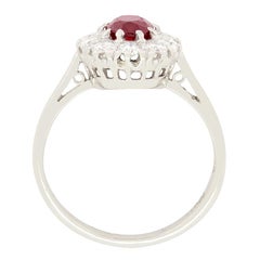 Vintage 1.00ct Ruby and Diamond Cluster Ring, c.1950s