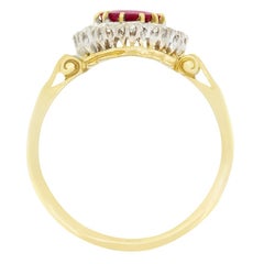 Vintage 1.00ct Ruby and Diamond Cluster Ring, c.1950s