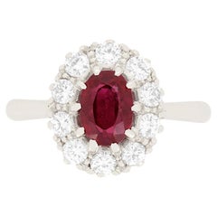 Vintage 1.00ct Ruby and Diamond Cluster Ring, c.1950s