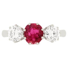 Vintage 1.00ct Ruby and Diamond Trilogy Ring, c.1970s