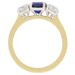 Vintage 1.00ct Sapphire and Diamond Trilogy Ring, c.1970s