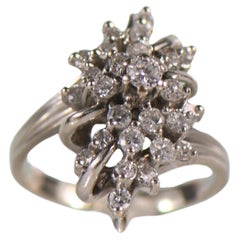 Vintage 1.00ctw Diamond Cluster Cocktail Ring in 14K White Gold