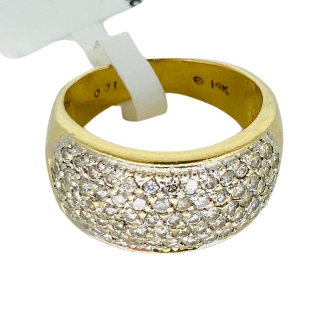 Vintage 1.00tcw Diamonds Half Eternity Band Ring 14k Gold Excellent état - En vente à Miami, FL