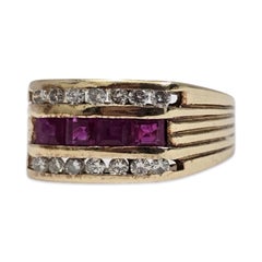 Vintage Men's 1.00tcw Ruby & Diamond Band Ring 18k Gold