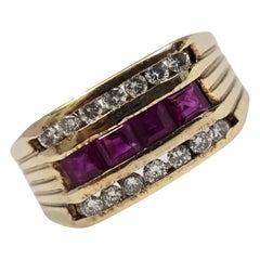 Vintage 1.00tcw Ruby & Diamond Band Ring 18k Gold