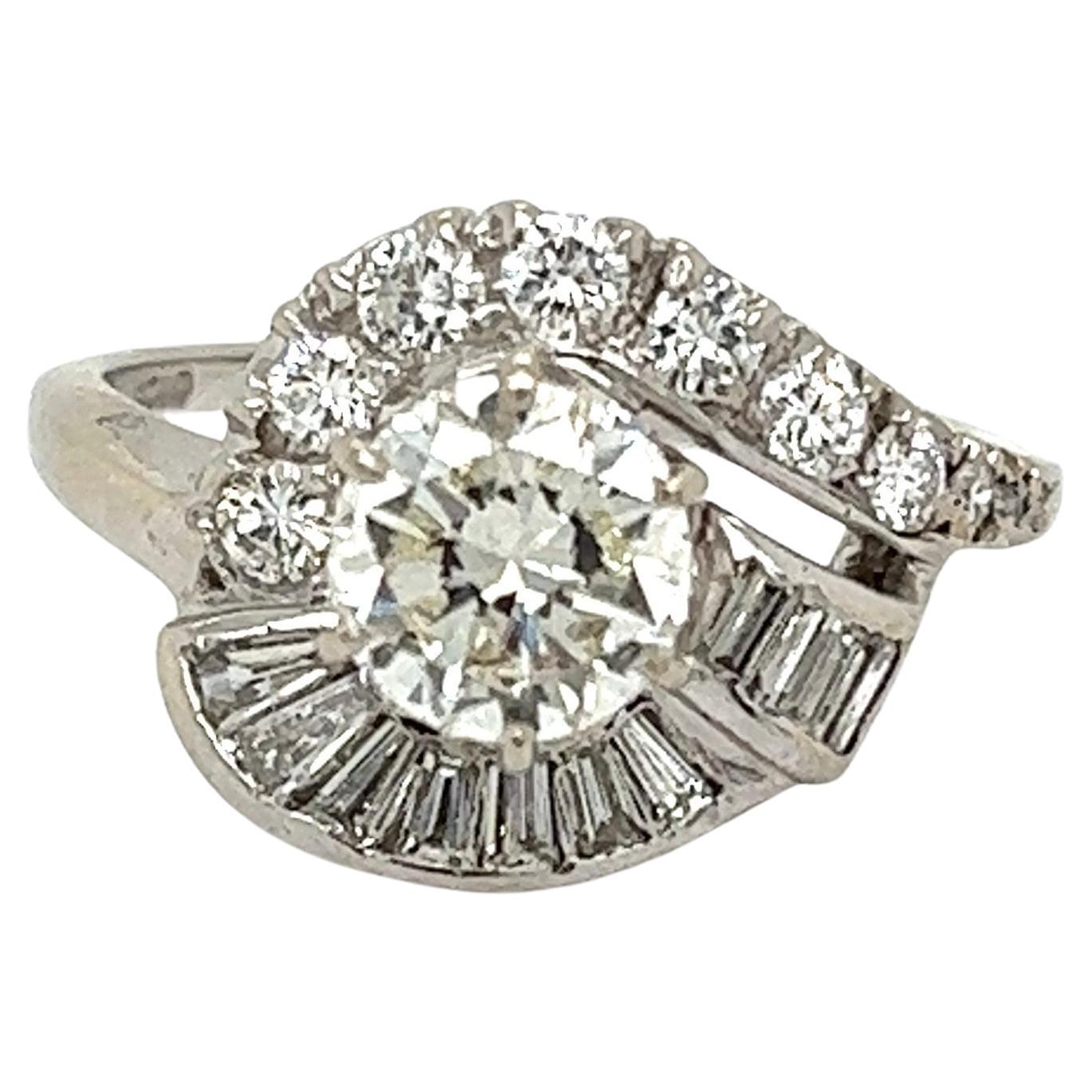 Vintage 1.01 Carat Diamond Gold Retro Ring Estate Fine Jewelry For Sale