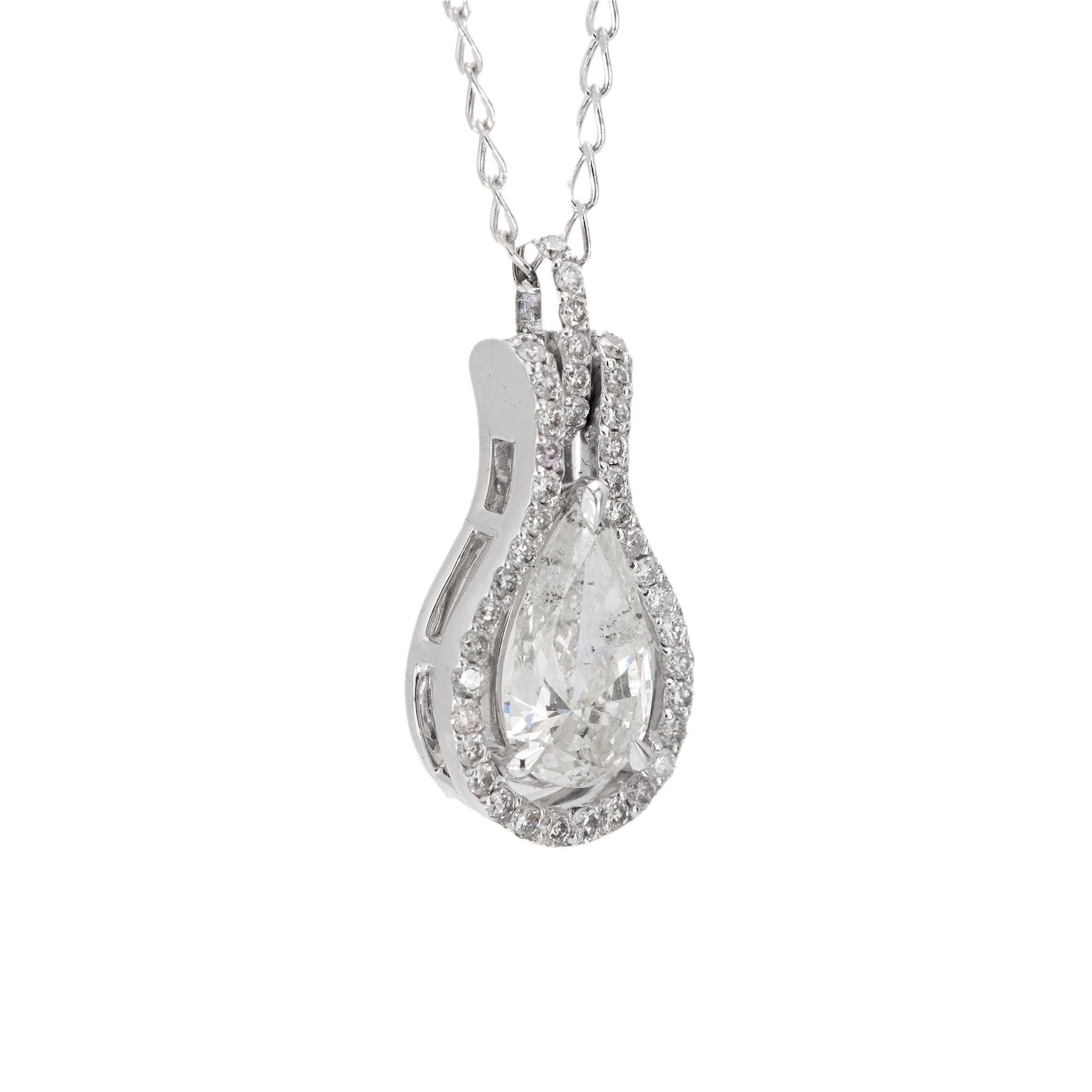 Halskette aus 18 Karat Weißgold mit 1,01 Karat birnenförmigem Diamanten in Tropfenform (Moderne) im Angebot