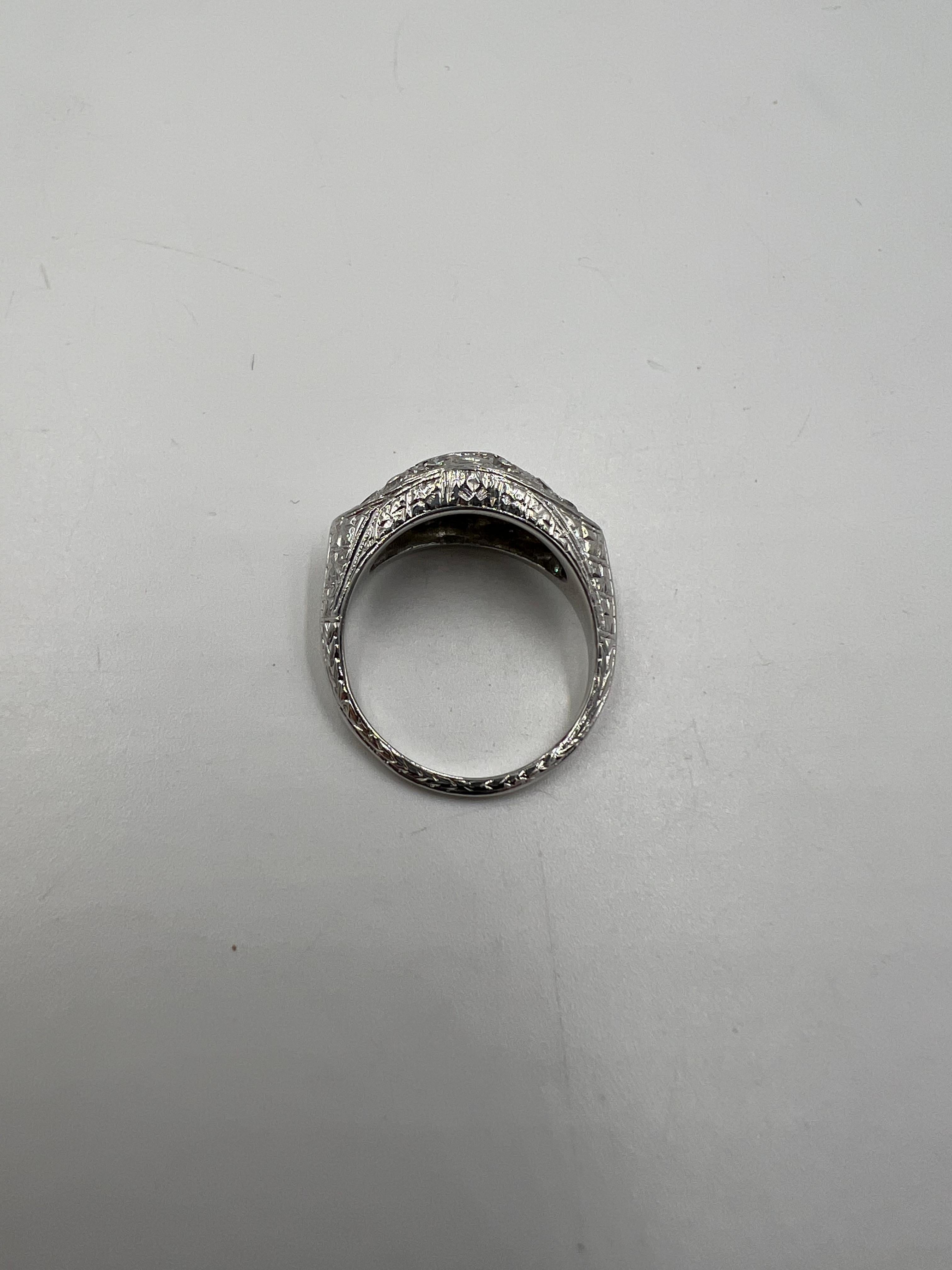 Vintage 1.01 Ct TW  Diamond white Gold Platinum Engagement Ring Circa 1935 4