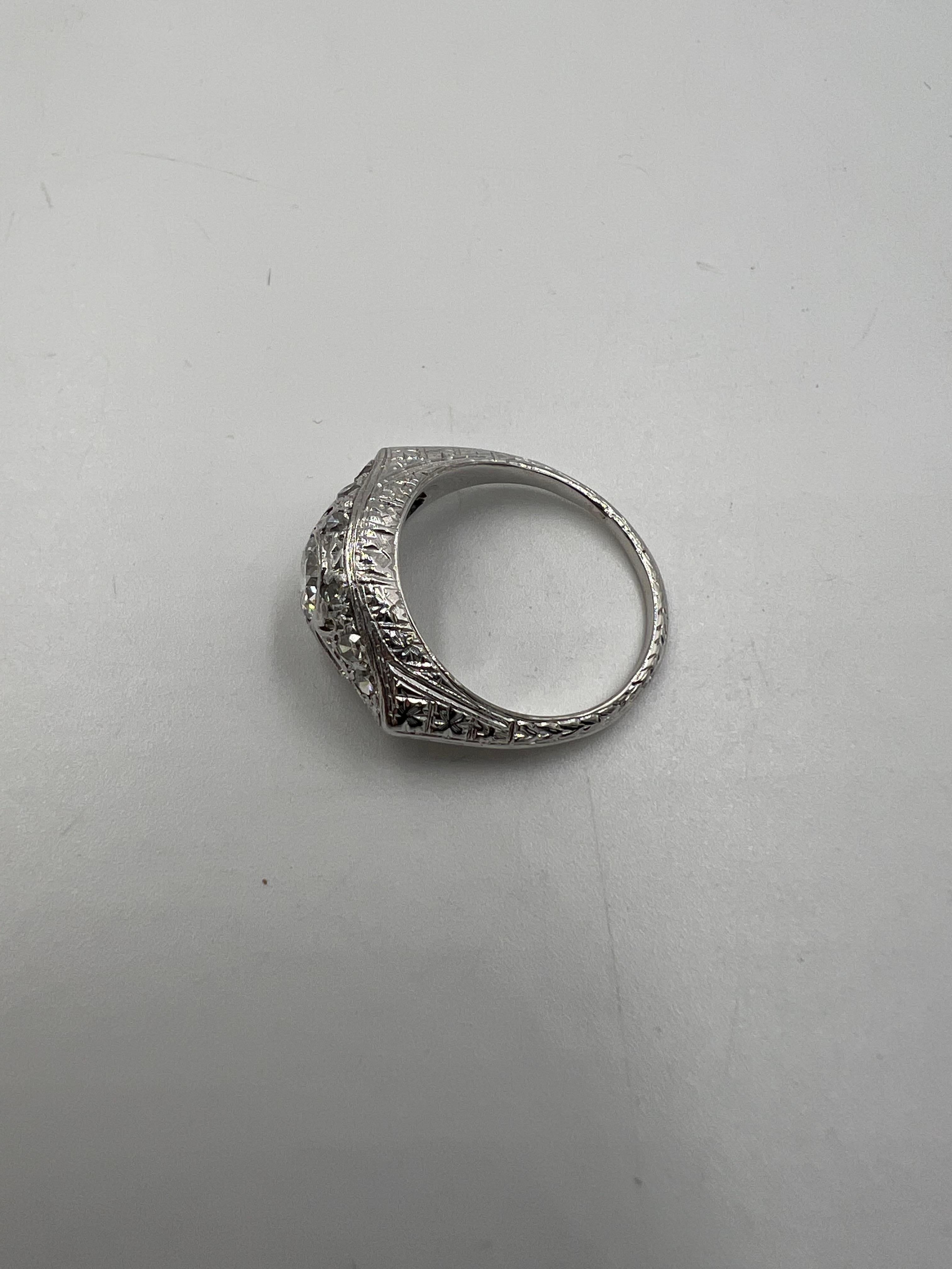 Vintage 1.01 Ct TW  Diamond white Gold Platinum Engagement Ring Circa 1935 5