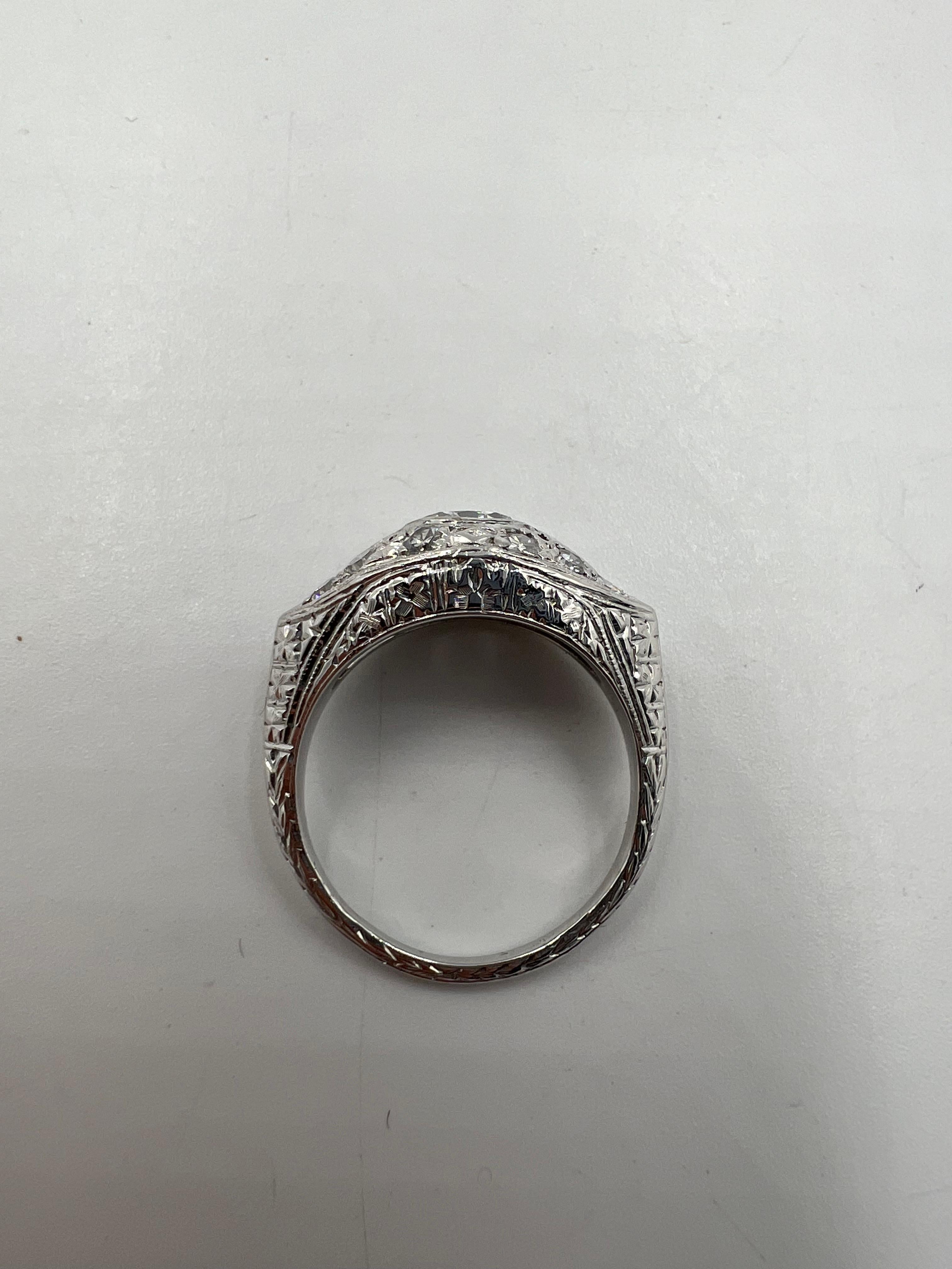 Vintage 1.01 Ct TW  Diamond white Gold Platinum Engagement Ring Circa 1935 2