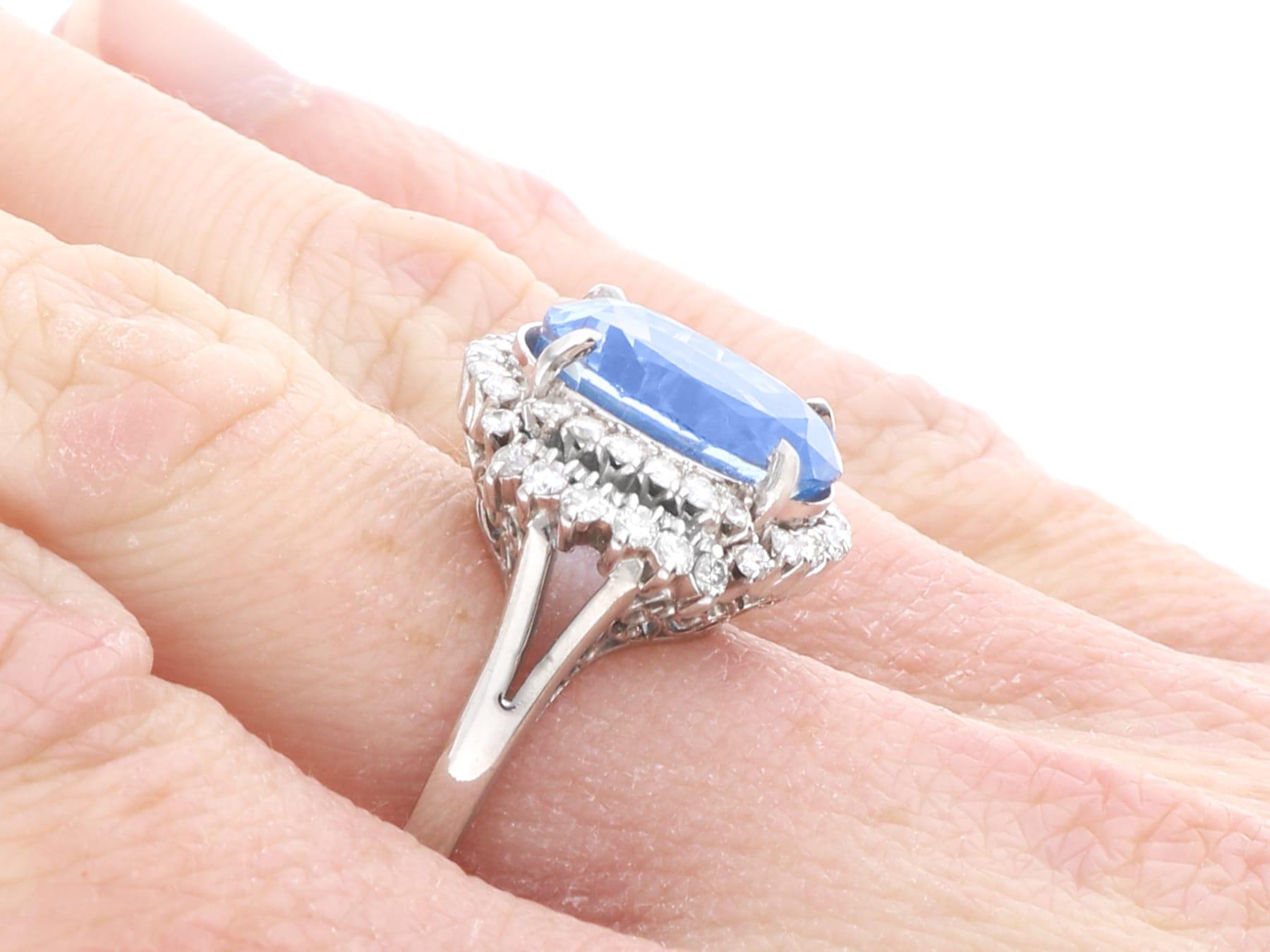 Platinring mit 10,10 Karat burmesischem Saphir und 1 Karat Diamant, Vintage, um 1990 im Angebot 5