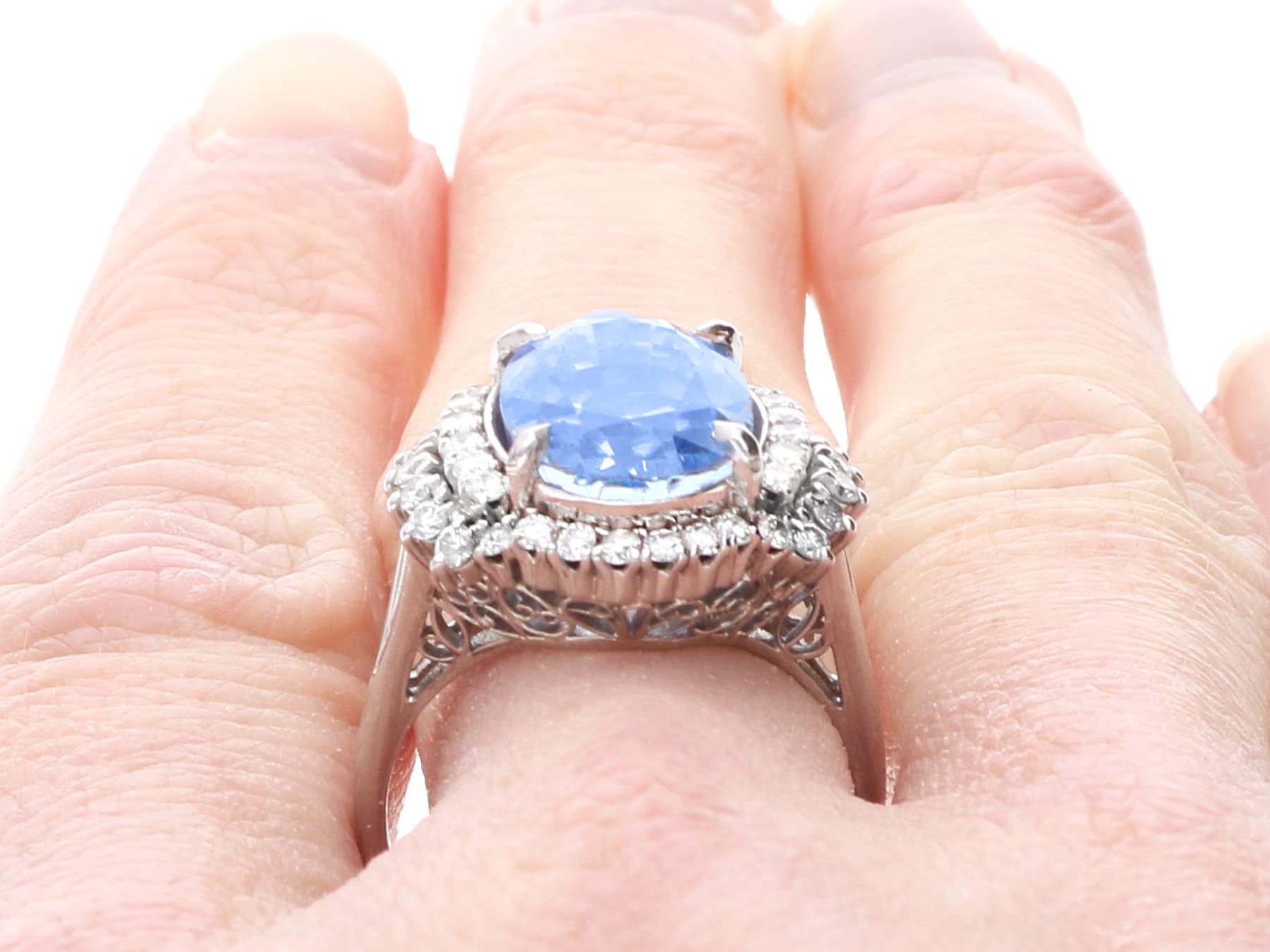 Platinring mit 10,10 Karat burmesischem Saphir und 1 Karat Diamant, Vintage, um 1990 im Angebot 6