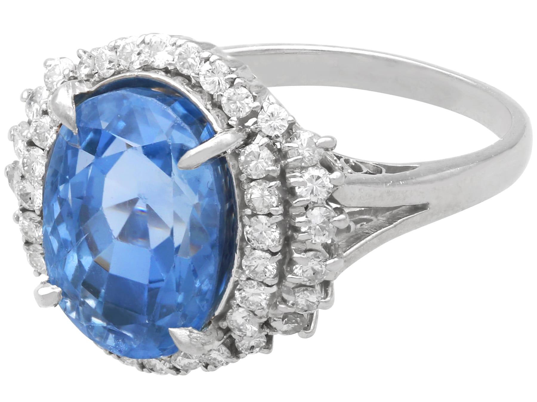 Platinring mit 10,10 Karat burmesischem Saphir und 1 Karat Diamant, Vintage, um 1990 im Zustand „Hervorragend“ im Angebot in Jesmond, Newcastle Upon Tyne
