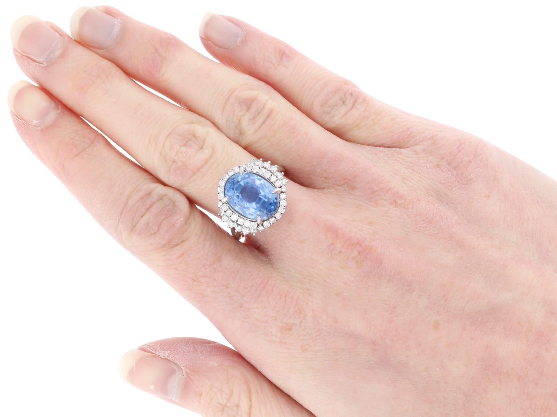 Platinring mit 10,10 Karat burmesischem Saphir und 1 Karat Diamant, Vintage, um 1990 im Angebot 4