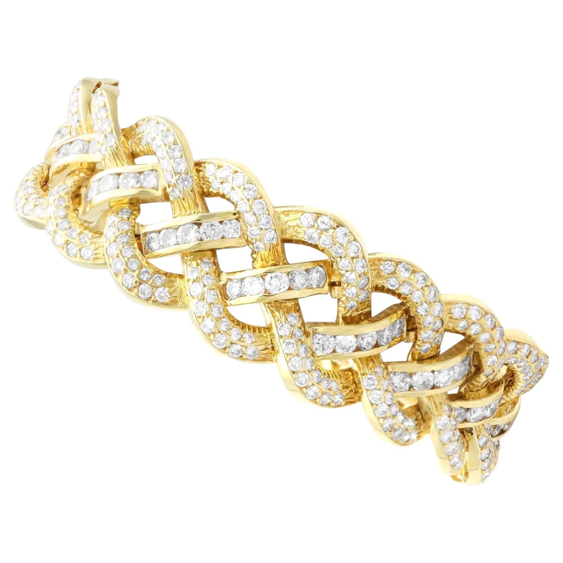 Bracciale vintage con diamante da 10,20 carati e oro giallo 18k, risalente al 1990 CIRCA