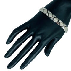 Vintage Fancy Geometric Satin Finish Link 14k White Gold Bracelet Italy