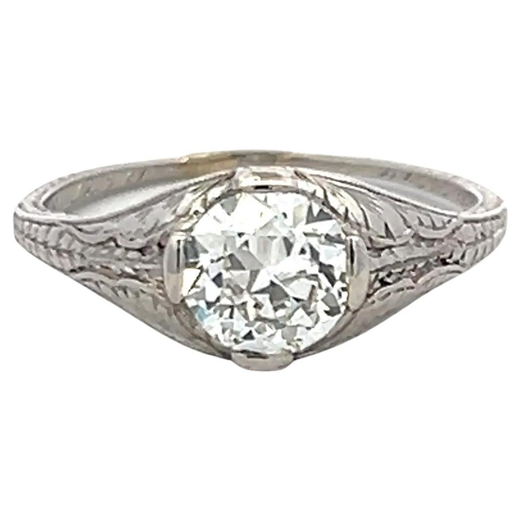 Anello di fidanzamento in platino con diamanti circolari a taglio brillante da 1,02 carati (I VS2)