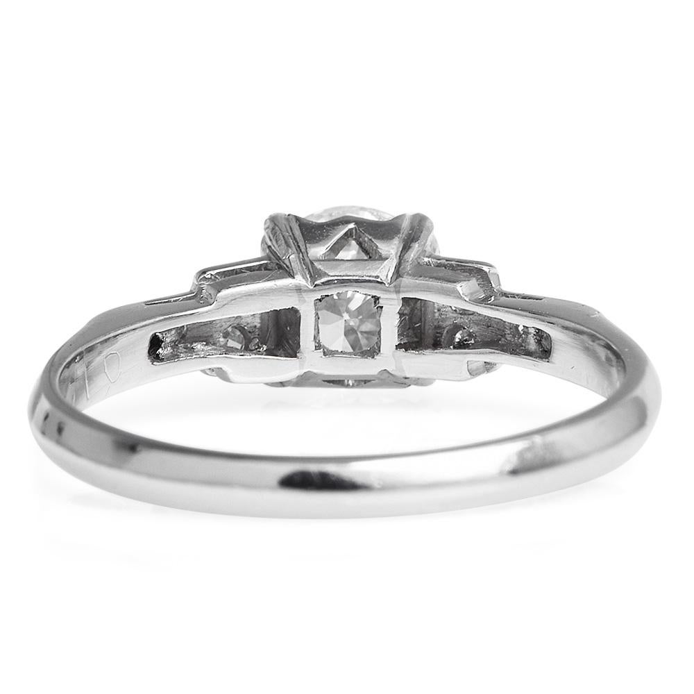 Vintage 1.02cts Round Cut Diamond Platinum Geometric Engagement Ring For Sale 1