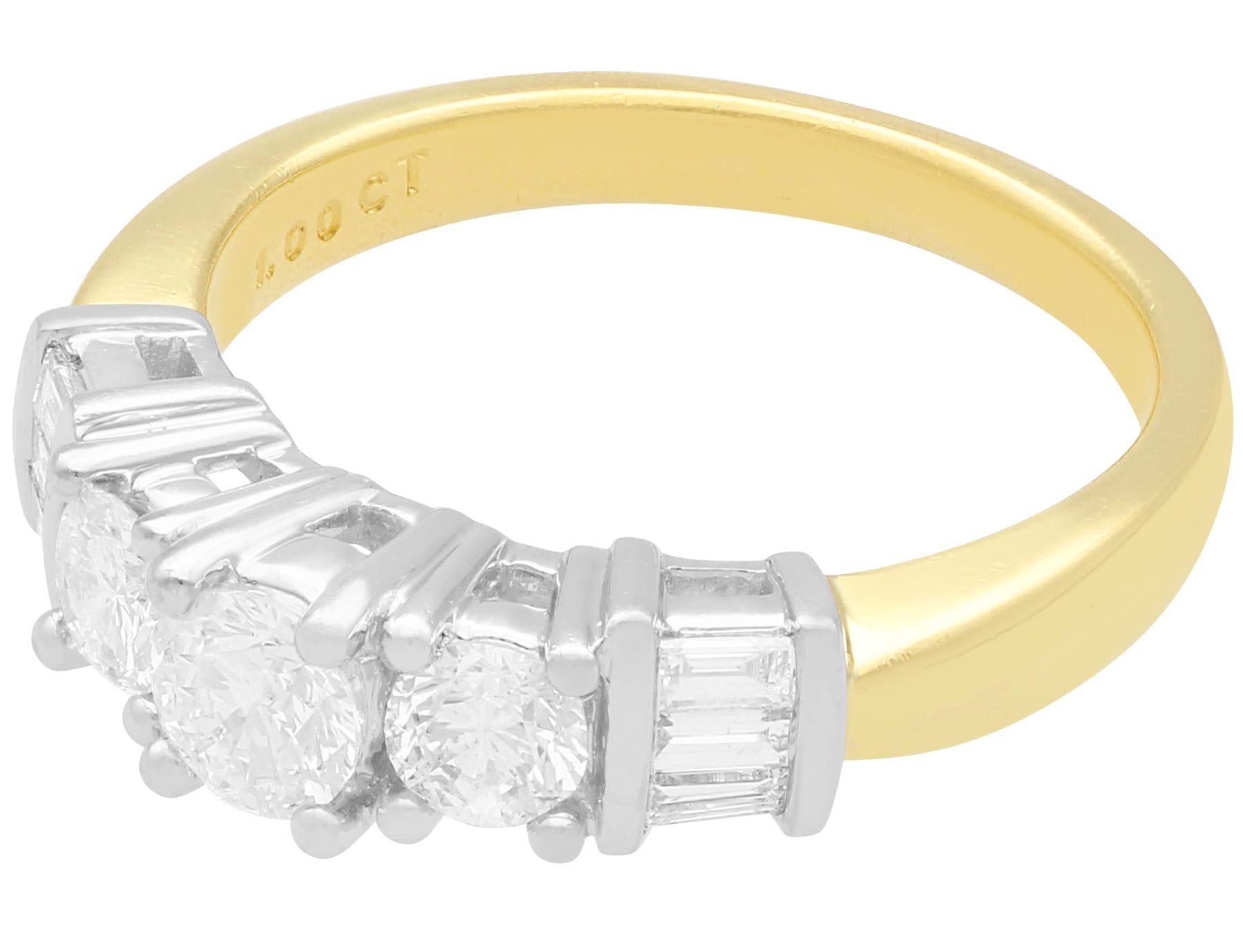 Round Cut Vintage 1.03 Carat Diamond and Yellow Gold Engagement Ring For Sale