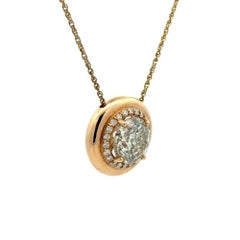 Vintage 10.32 Carat RBC Diamond Gold Solitaire Drop Pendant Necklace