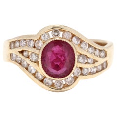 Vintage 1.04 Ctw Ruby Diamond Ring, 14K Yellow Gold, July Birthst