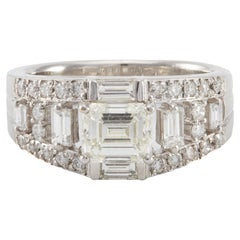 Vintage 1.04 Emerald Cut Diamond Platinum Ring