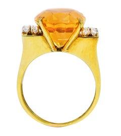 Vintage 10.49 Carats Citrine Diamond 18 Karat Two-Tone Gold Gemstone Ring