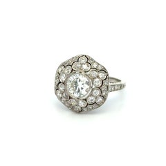 Vintage 1.05 Carat Diamond and RBC Diamond Platinum Ring Estate Fine Jewelry