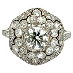 Vintage 1.05 Carat Diamond and RBC Diamond Platinum Ring Estate Fine Jewelry