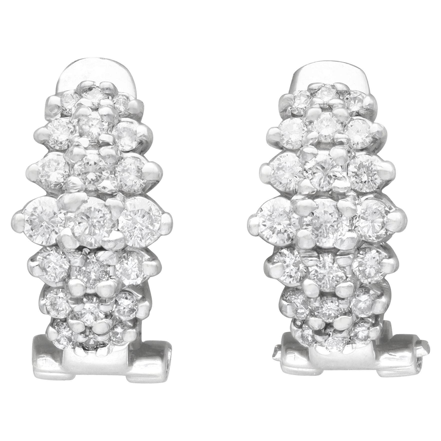 Vintage 1.05 Carat Diamond and White Gold Cluster Earrings, Circa 1980 For Sale