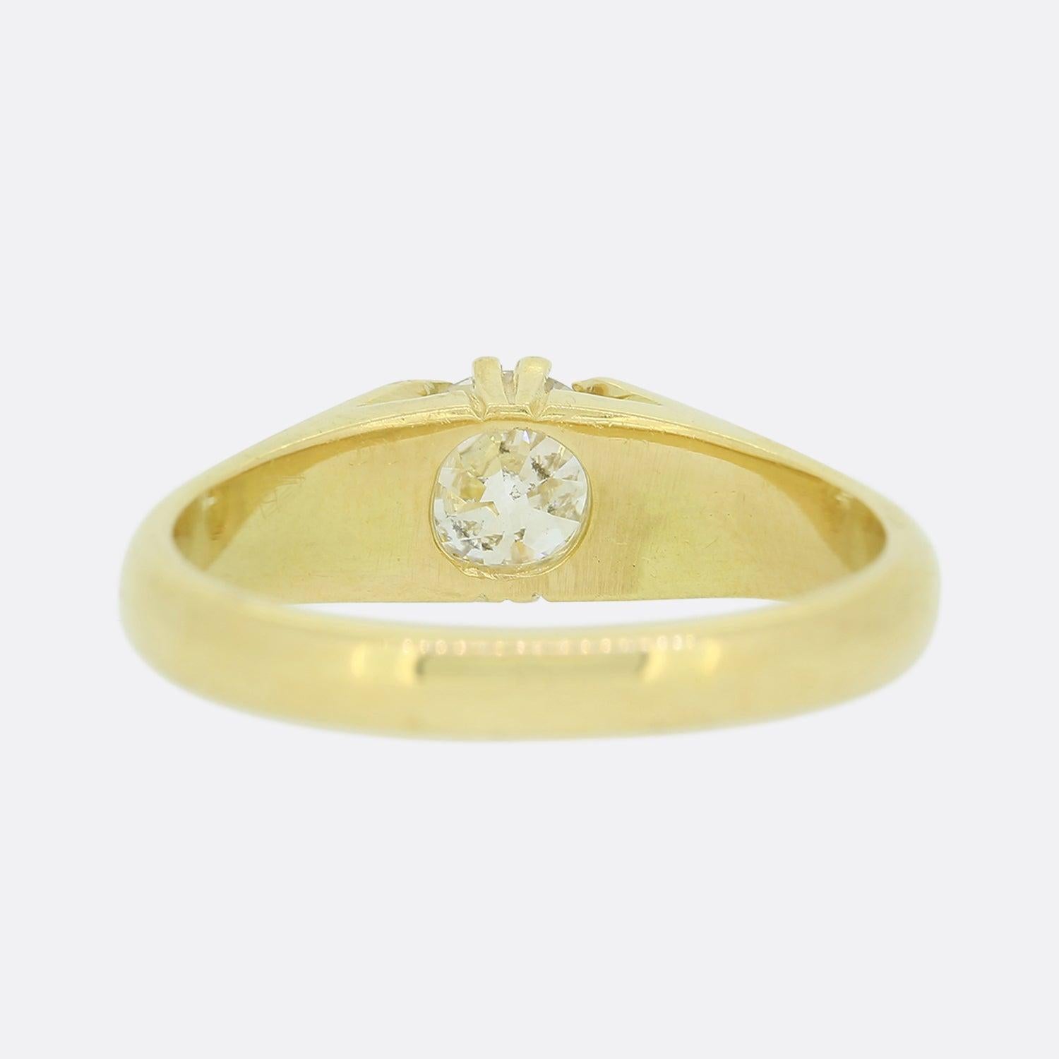 Old Mine Cut Vintage 1.05 Carat Old Cut Diamond Gypsy Ring For Sale