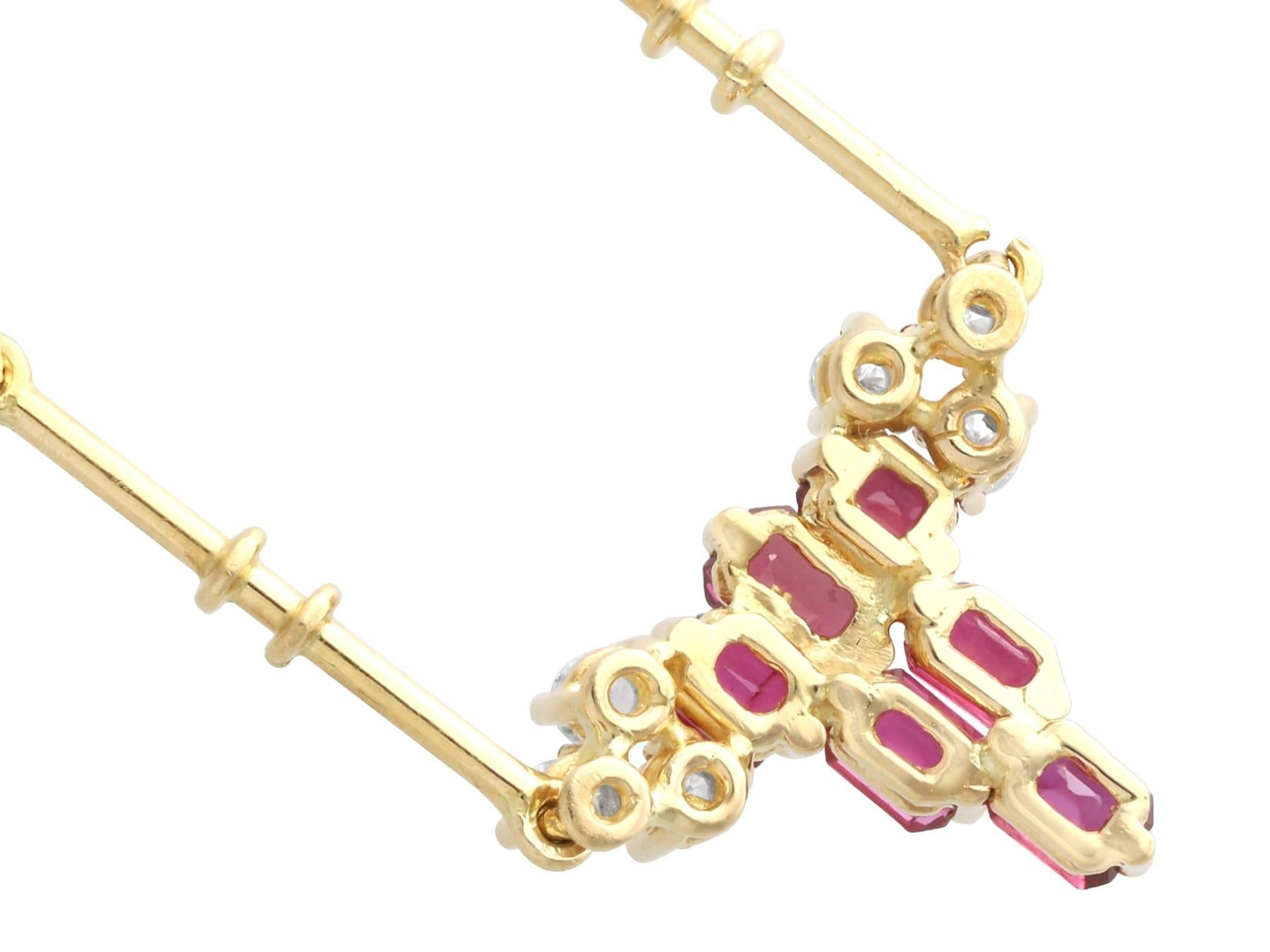 Halskette aus 18 Karat Gelbgold mit 1,05 Karat Rubin und 0,50 Karat Diamant, Vintage, um 1990 im Angebot 2