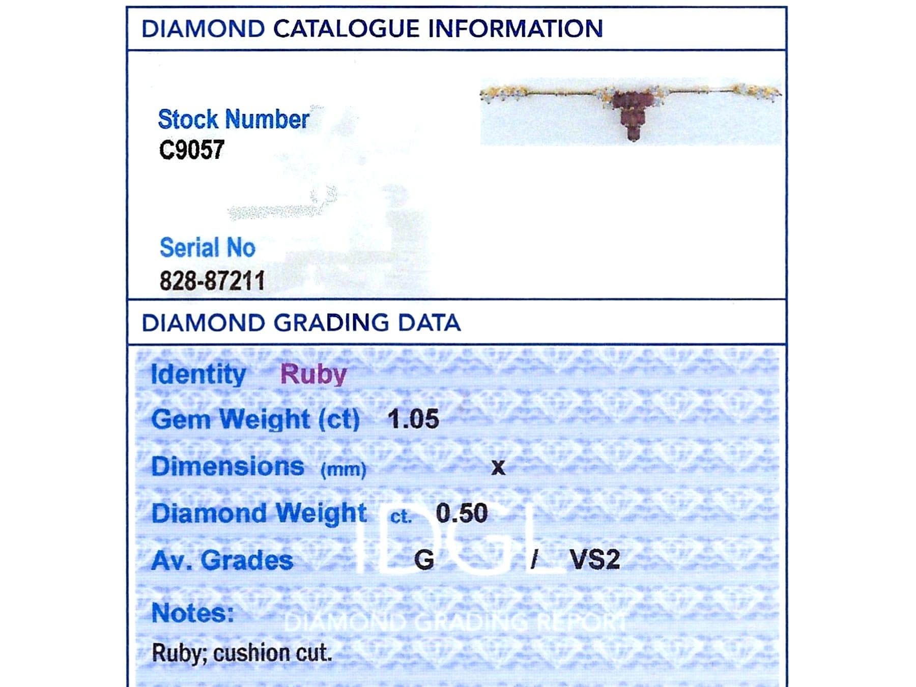 Halskette aus 18 Karat Gelbgold mit 1,05 Karat Rubin und 0,50 Karat Diamant, Vintage, um 1990 im Angebot 4