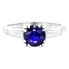 Vintage 1.05 Ct. Sapphire Ring with Baguette Diamonds in Platinum