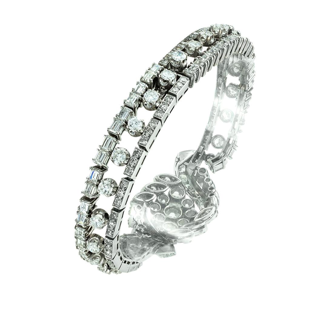 Moderniste Bracelet vintage en platine avec diamants de 10,50 carats en vente