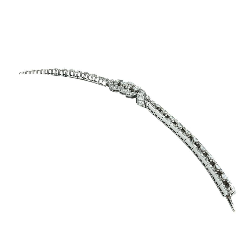 Vintage 10.50 Carats Diamond Platinum Bracelet In Good Condition For Sale In Los Angeles, CA