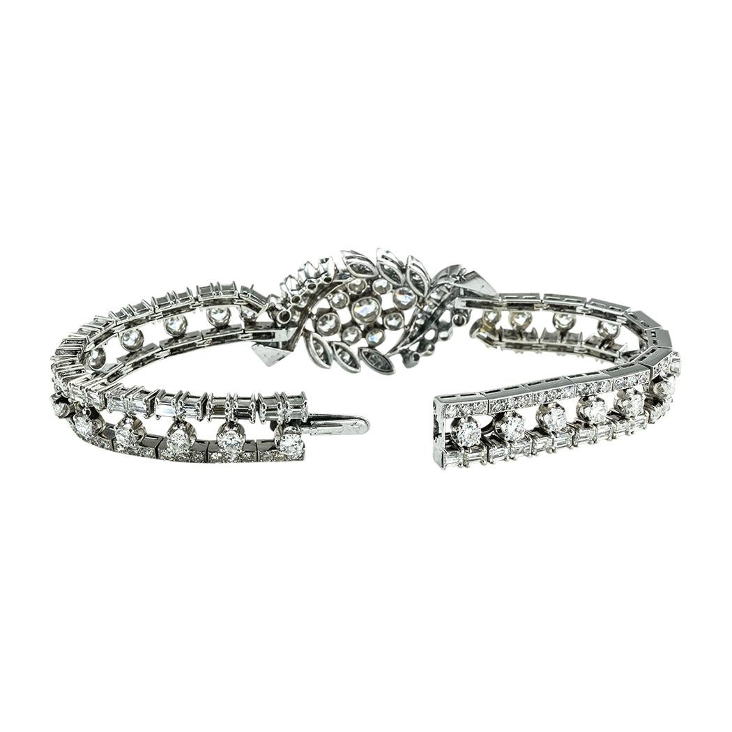 Women's or Men's Vintage 10.50 Carats Diamond Platinum Bracelet For Sale