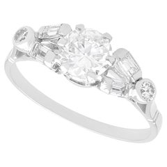 Verlobungsring aus Platin mit 1,05 Karat Diamant und Platin mit Solitär, Vintage, um 1950