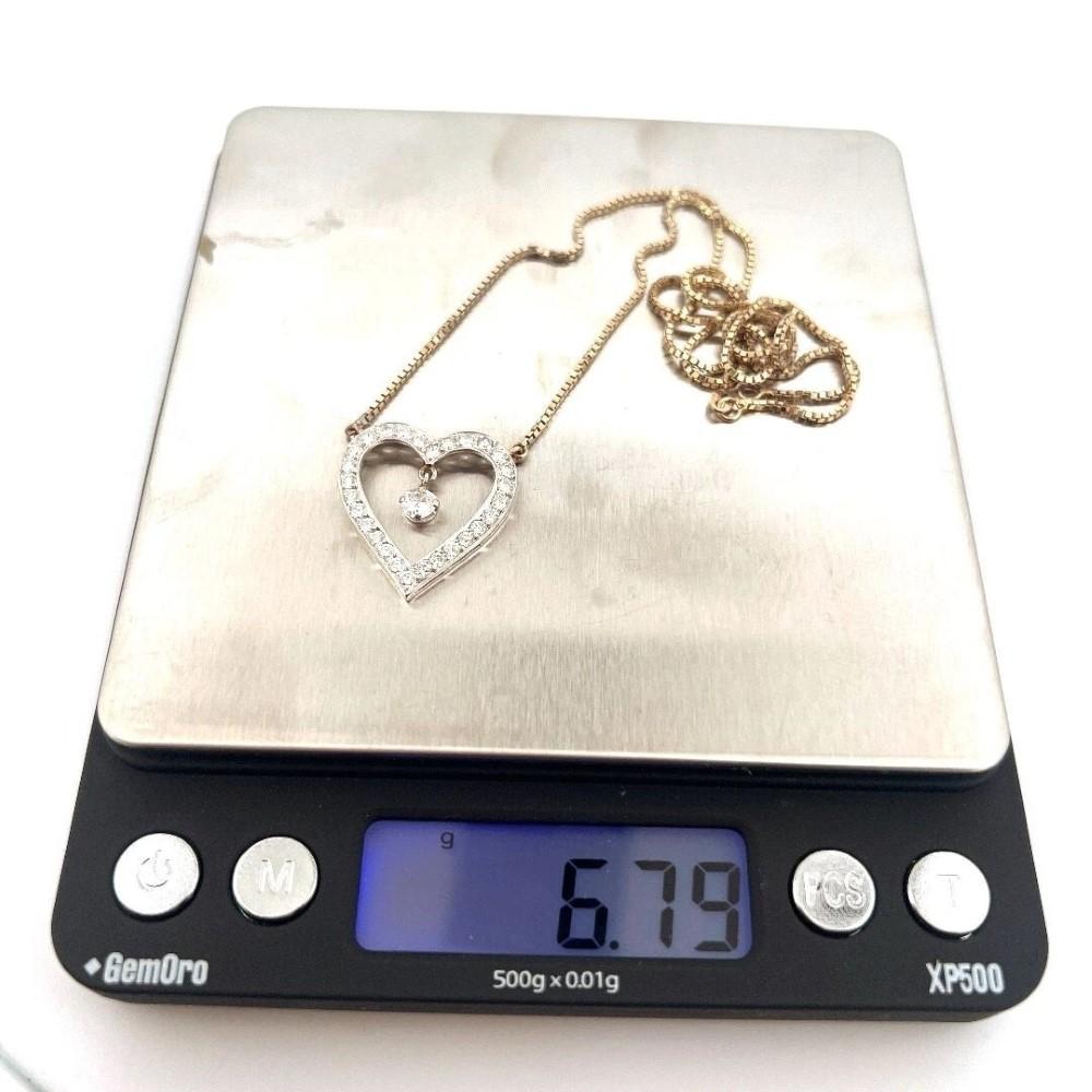 Vintage 1.05CTW Old European Cut Natural Diamond Pave Open Heart Dangle Necklace For Sale 1